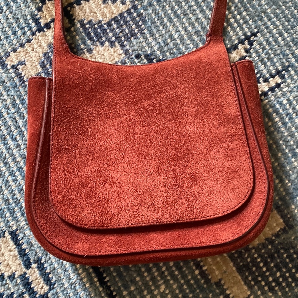 The Row Rust Suede Crossbody Bag
